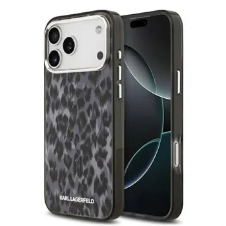 Husă spate Karl Lagerfeld IML Leopard MagSafe pentru iPhone 17 Pro Max, gri