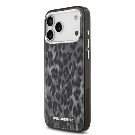 Husă spate Karl Lagerfeld IML Leopard MagSafe pentru iPhone 17 Pro Max, gri