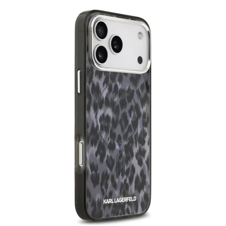 Husă spate Karl Lagerfeld IML Leopard MagSafe pentru iPhone 17 Pro Max, gri