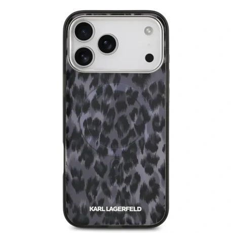 Husă spate Karl Lagerfeld IML Leopard MagSafe pentru iPhone 17 Pro Max, gri