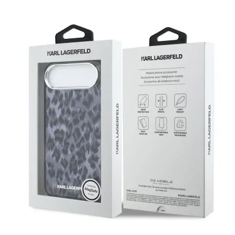 Husă spate Karl Lagerfeld IML Leopard MagSafe pentru iPhone Air, gri