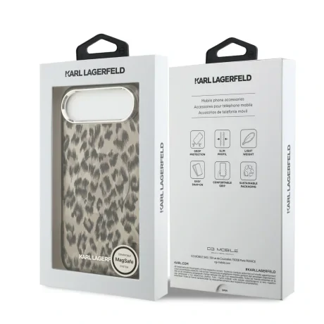 Husă spate Karl Lagerfeld IML Leopard MagSafe pentru iPhone Air, maro