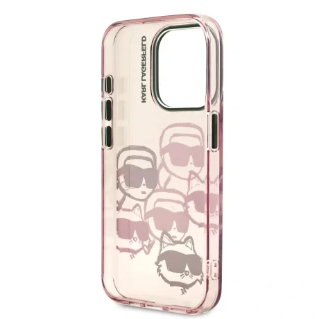 Husă spate Karl Lagerfeld IML Multi K&amp;amp;CH Heads pentru iPhone 15 Pro Max, roz