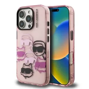 Husă spate Karl Lagerfeld IML Multi K&amp;amp;CH Heads pentru iPhone 16 Pro Max, roz