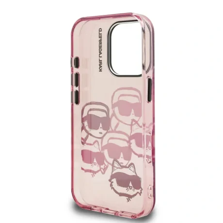 Husă spate Karl Lagerfeld IML Multi K&amp;amp;CH Heads pentru iPhone 16 Pro Max, roz
