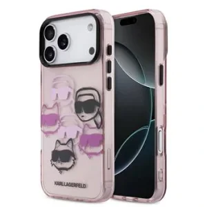 Husă spate Karl Lagerfeld IML Multi K&amp;amp;CH Heads pentru iPhone 17 Pro Max, roz