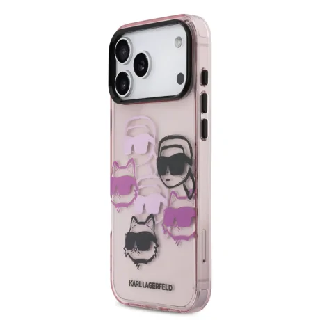 Husă spate Karl Lagerfeld IML Multi K&amp;amp;CH Heads pentru iPhone 17 Pro Max, roz