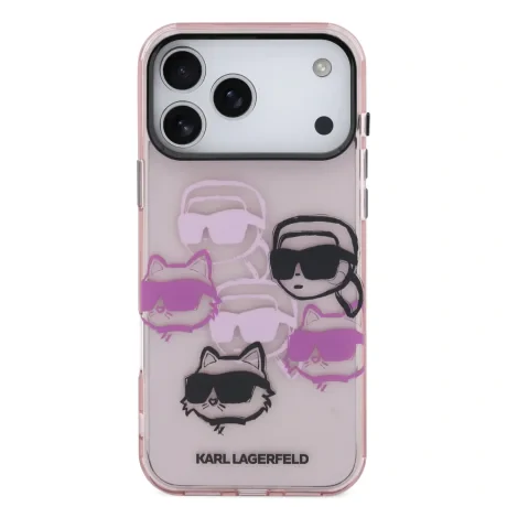 Husă spate Karl Lagerfeld IML Multi K&amp;amp;CH Heads pentru iPhone 17 Pro Max, roz
