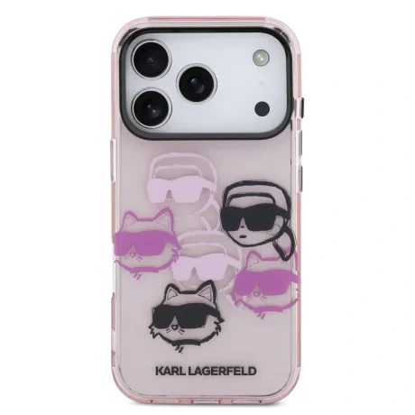 Husă spate Karl Lagerfeld IML Multi K&amp;amp;CH Heads pentru iPhone 17 Pro, roz