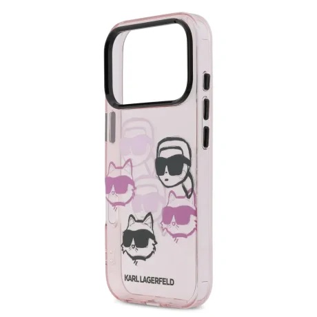 Husă spate Karl Lagerfeld IML Multi K&amp;amp;CH Heads pentru iPhone 17 Pro, roz