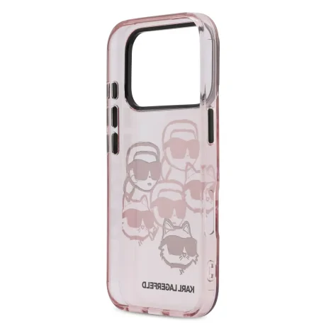 Husă spate Karl Lagerfeld IML Multi K&amp;amp;CH Heads pentru iPhone 17 Pro, roz