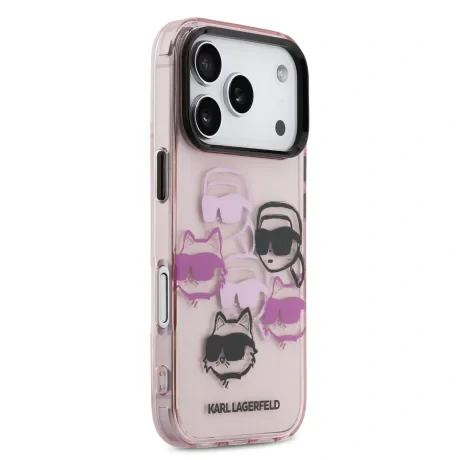 Husă spate Karl Lagerfeld IML Multi K&amp;amp;CH Heads pentru iPhone 17 Pro, roz