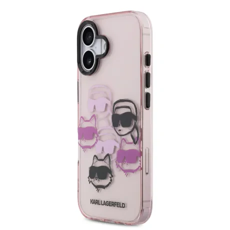 Husă spate Karl Lagerfeld IML Multi K&amp;amp;CH Heads pentru iPhone 17 roz