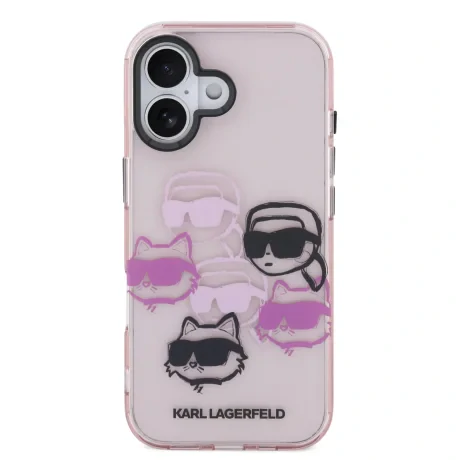 Husă spate Karl Lagerfeld IML Multi K&amp;amp;CH Heads pentru iPhone 17 roz