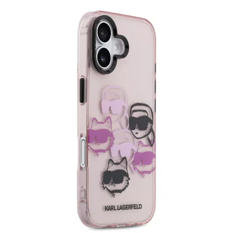 Husă spate Karl Lagerfeld IML Multi K&amp;amp;CH Heads pentru iPhone 17 roz