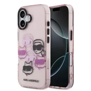 Husă spate Karl Lagerfeld IML Multi K&amp;amp;CH Heads pentru iPhone 17 roz