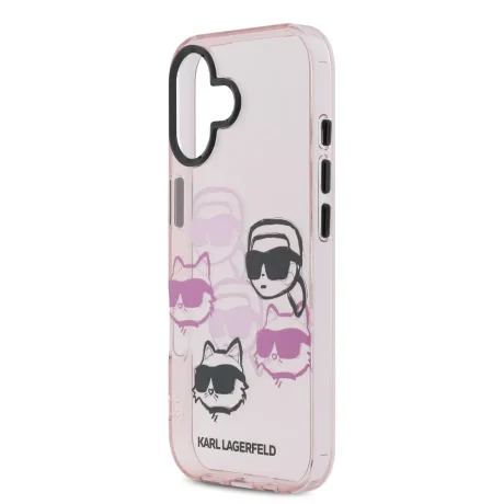 Husă spate Karl Lagerfeld IML Multi K&amp;amp;CH Heads pentru iPhone 17 roz