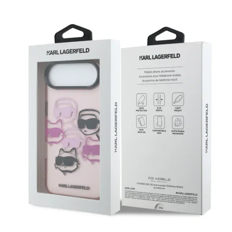 Husă spate Karl Lagerfeld IML Multi K&amp;amp;CH Heads pentru iPhone Air, roz