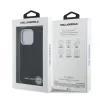 Husă spate Karl Lagerfeld MagSafe cu logo repetat din PU granulat pentru iPhone 16 Pro Max, neagră