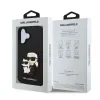 Husă spate Karl Lagerfeld PU Saffiano Karl and Choupette pentru iPhone 16, neagră