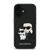 Husă spate Karl Lagerfeld PU Saffiano Karl and Choupette pentru iPhone 16, neagră