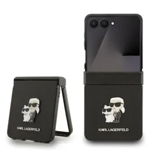 Husă spate Karl Lagerfeld PU Saffiano Karl and Choupette pentru Samsung Galaxy Z Flip 7, neagră