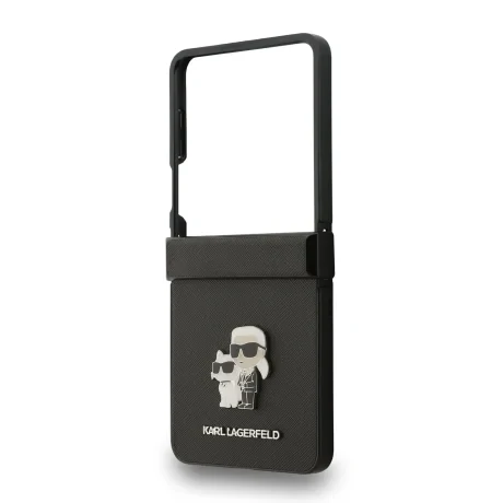 Husă spate Karl Lagerfeld PU Saffiano Karl and Choupette pentru Samsung Galaxy Z Flip 7, neagră