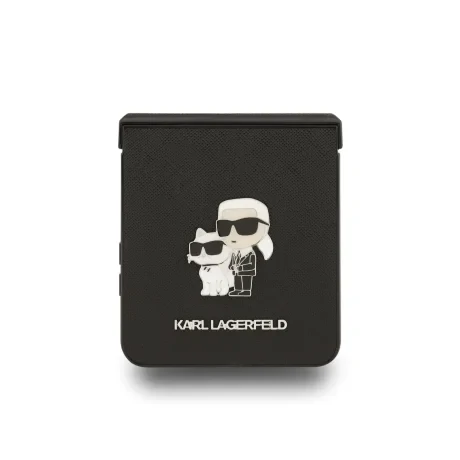 Husă spate Karl Lagerfeld PU Saffiano Karl and Choupette pentru Samsung Galaxy Z Flip 7, neagră