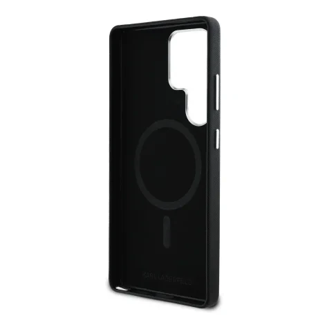 Husă spate Karl Lagerfeld PU Saffiano Metal Logo și ramă pentru Samsung Galaxy S25 Ultra, neagră
