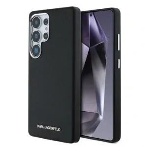 Husă spate Karl Lagerfeld PU Saffiano Metal Logo și ramă pentru Samsung Galaxy S25 Ultra, neagră