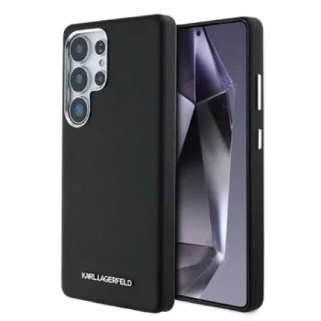 Husă spate Karl Lagerfeld PU Saffiano Metal Logo și ramă pentru Samsung Galaxy S25 Ultra, neagră