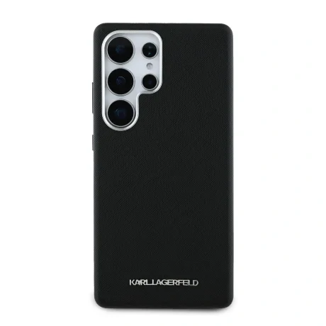 Husă spate Karl Lagerfeld PU Saffiano Metal Logo și ramă pentru Samsung Galaxy S25 Ultra, neagră