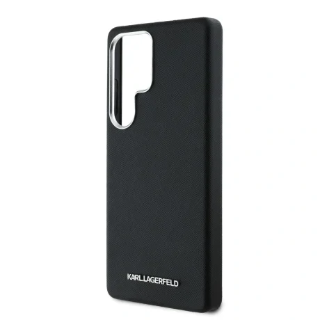 Husă spate Karl Lagerfeld PU Saffiano Metal Logo și ramă pentru Samsung Galaxy S25 Ultra, neagră