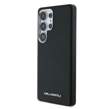 Husă spate Karl Lagerfeld PU Saffiano Metal Logo și ramă pentru Samsung Galaxy S25 Ultra, neagră