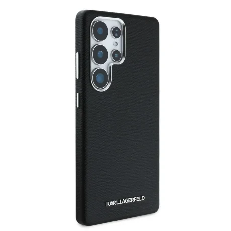 Husă spate Karl Lagerfeld PU Saffiano Metal Logo și ramă pentru Samsung Galaxy S25 Ultra, neagră