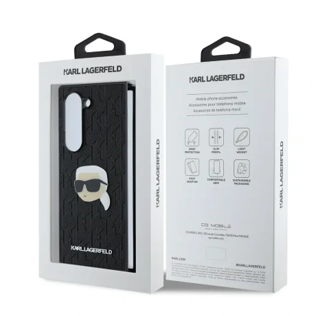 Husă spate Karl Lagerfeld PU Saffiano Monogram Karl Head pentru Samsung Galaxy Z Fold 6 Negru