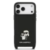 Husă spate Karl Lagerfeld Saffiano Crossbody cu curea metalică Karl and Choupette pentru iPhone 17 Pro Max, neagră