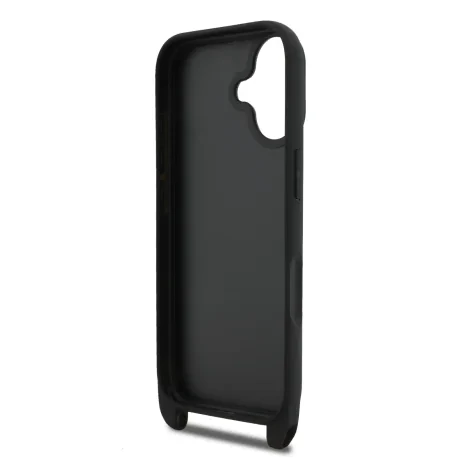 Husă spate Karl Lagerfeld Saffiano Crossbody Ring Metal Karl and Choupette pentru iPhone 17, neagră