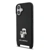 Husă spate Karl Lagerfeld Saffiano Crossbody Ring Metal Karl and Choupette pentru iPhone 17, neagră