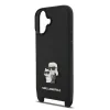 Husă spate Karl Lagerfeld Saffiano Crossbody Ring Metal Karl and Choupette pentru iPhone 17, neagră