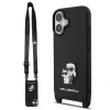 Husă spate Karl Lagerfeld Saffiano Crossbody Ring Metal Karl and Choupette pentru iPhone 17, neagră