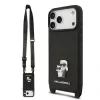 Husă spate Karl Lagerfeld Saffiano Crossbody Ring Metal Karl and Choupette pentru iPhone 17 Pro, neagră