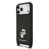 Husă spate Karl Lagerfeld Saffiano Crossbody Ring Metal Karl and Choupette pentru iPhone 17 Pro, neagră