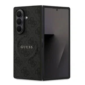 Husă spate magnetică Guess din piele PU 4G cu inel colorat pentru Samsung Galaxy Z Fold 7, neagră