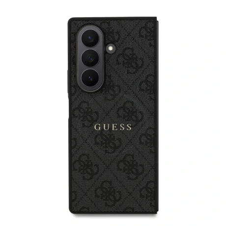 Husă spate magnetică Guess din piele PU 4G cu inel colorat pentru Samsung Galaxy Z Fold 7, neagră