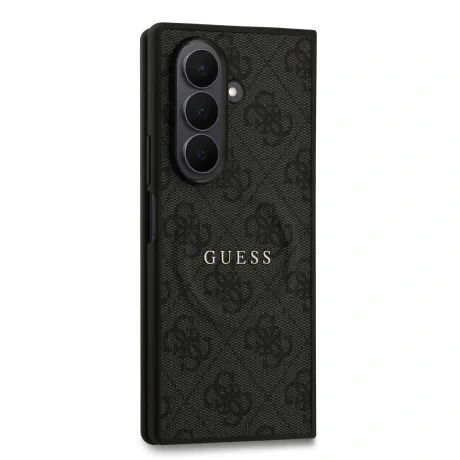 Husă spate magnetică Guess din piele PU 4G cu inel colorat pentru Samsung Galaxy Z Fold 7, neagră