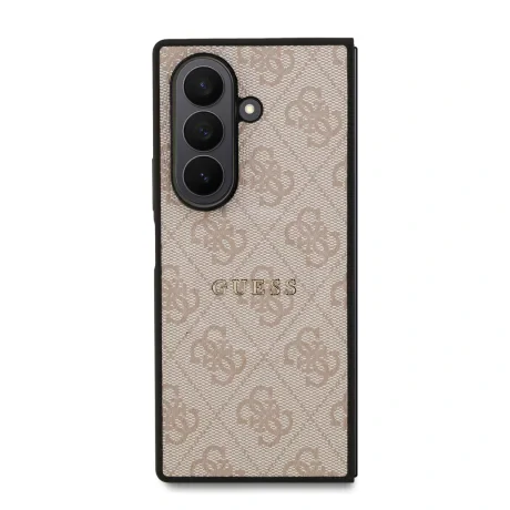 Husă spate magnetică Guess din piele PU 4G cu inel colorat pentru Samsung Galaxy Z Fold 7, roz