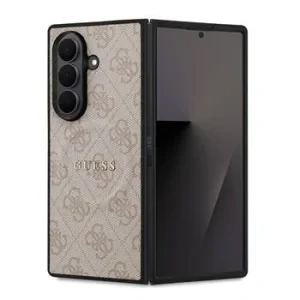 Husă spate magnetică Guess din piele PU 4G cu inel colorat pentru Samsung Galaxy Z Fold 7, roz