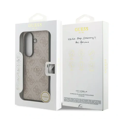Husă spate magnetică Guess din piele PU 4G cu inel colorat pentru Samsung Galaxy Z Fold 7, roz
