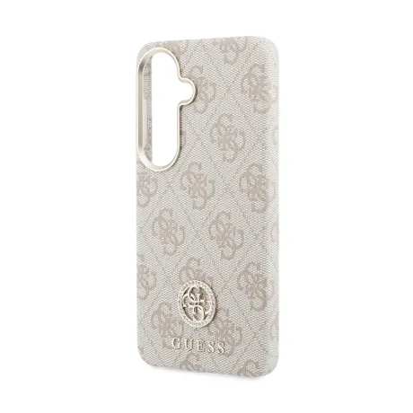 Husă spate magnetică Guess din piele PU 4G cu logo și ramă aurie pentru Samsung Galaxy S26, roz